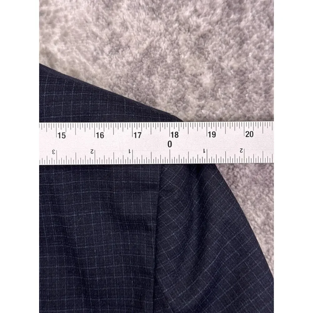 Theory Chambers Slim Fit Suit 42 R Mens Blue Wool Check Plaid 2 Piece